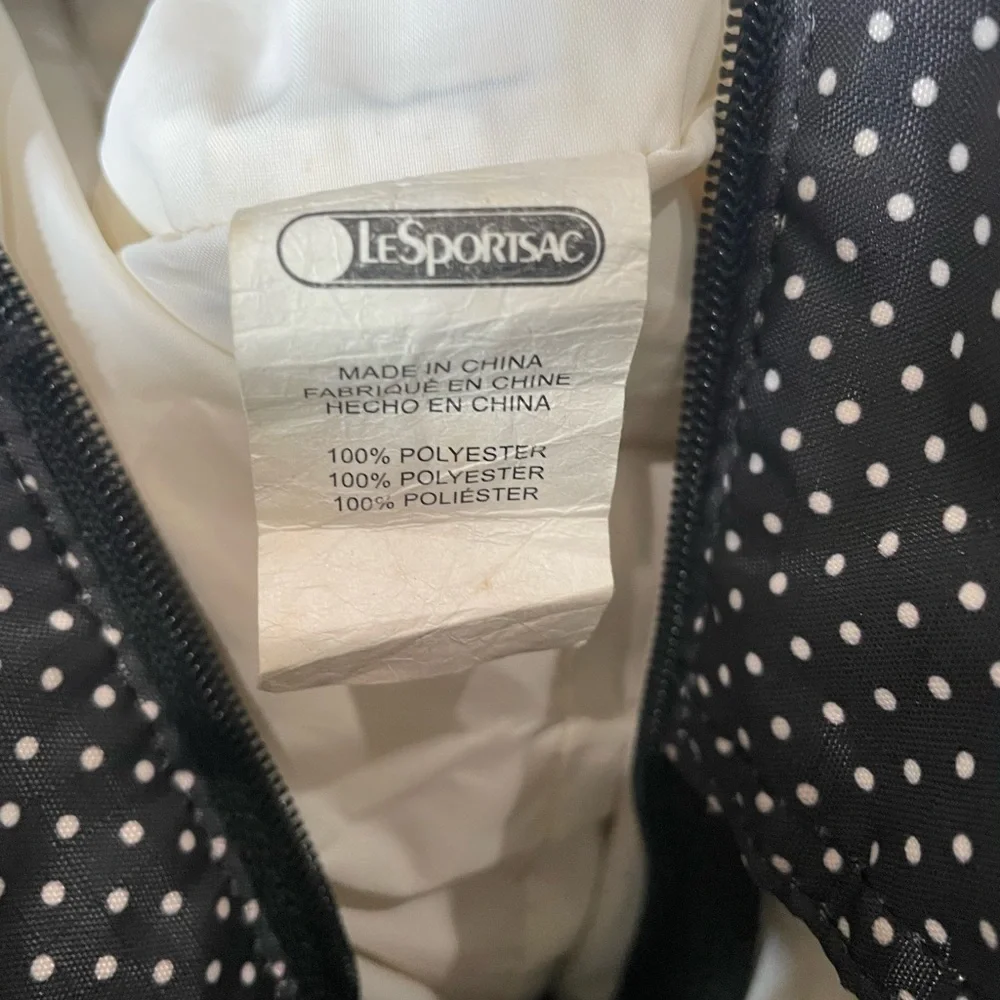 LeSportsac Black White Polkadot Polyester Pink Rose Large Baby Diaper Bag O/S